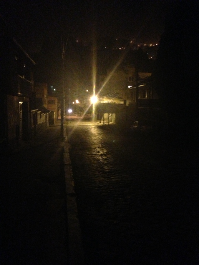 2 a.m. view from my street, Prolongacion Armaza in Sopocachi, La Paz.